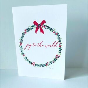 Set of 12 Watercolor Christmas Wreath Holiday Cards